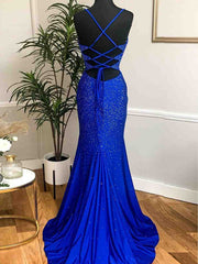 Sparkly Royal Blue Long Prom Dress