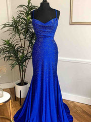 Sparkly Royal Blue Long Prom Dress