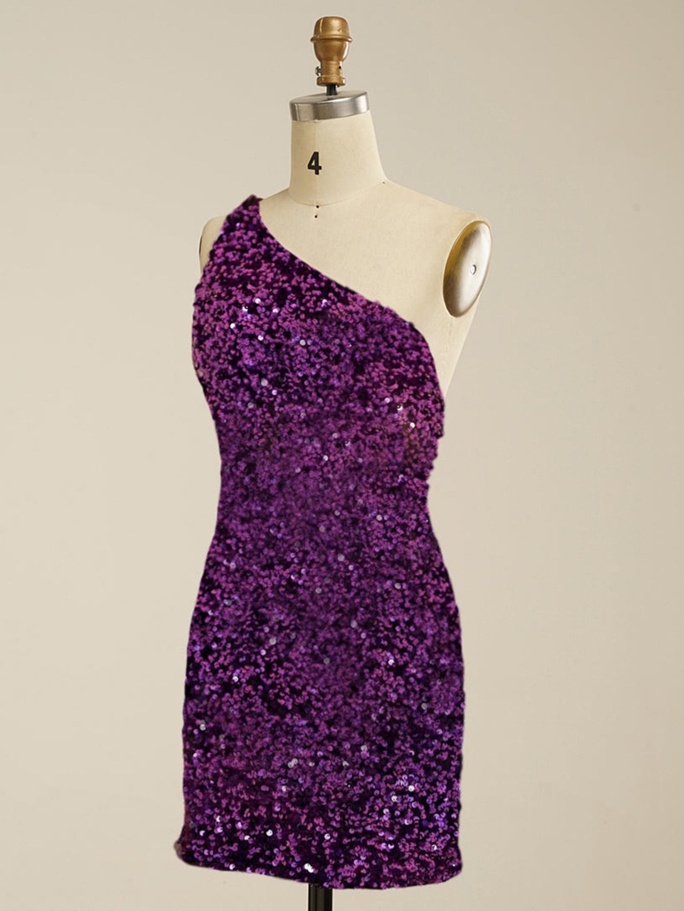 Sequins One-Shoulder Purple Homecoming Short Dress