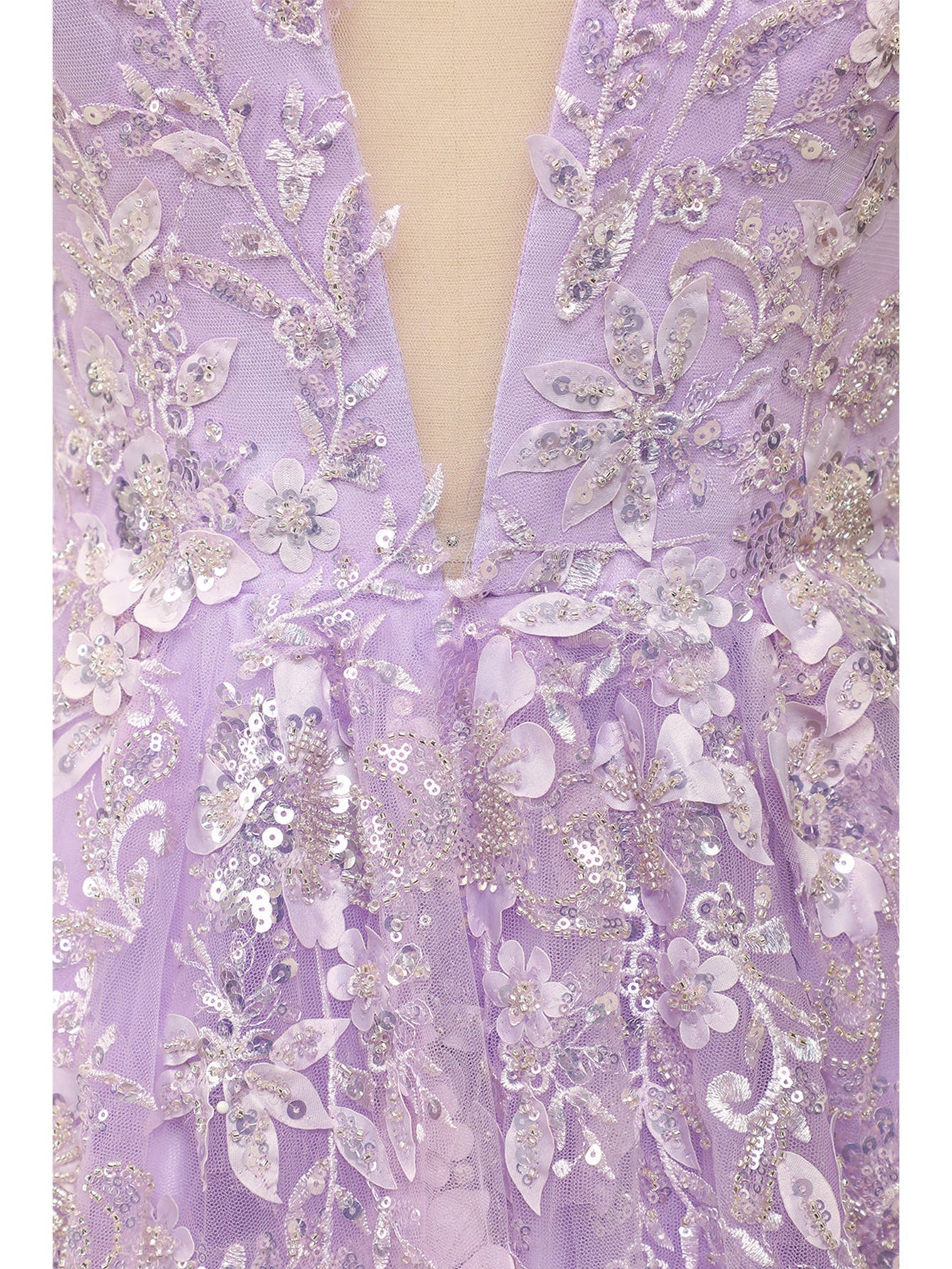 A Line Purple Lace Long Prom Dress