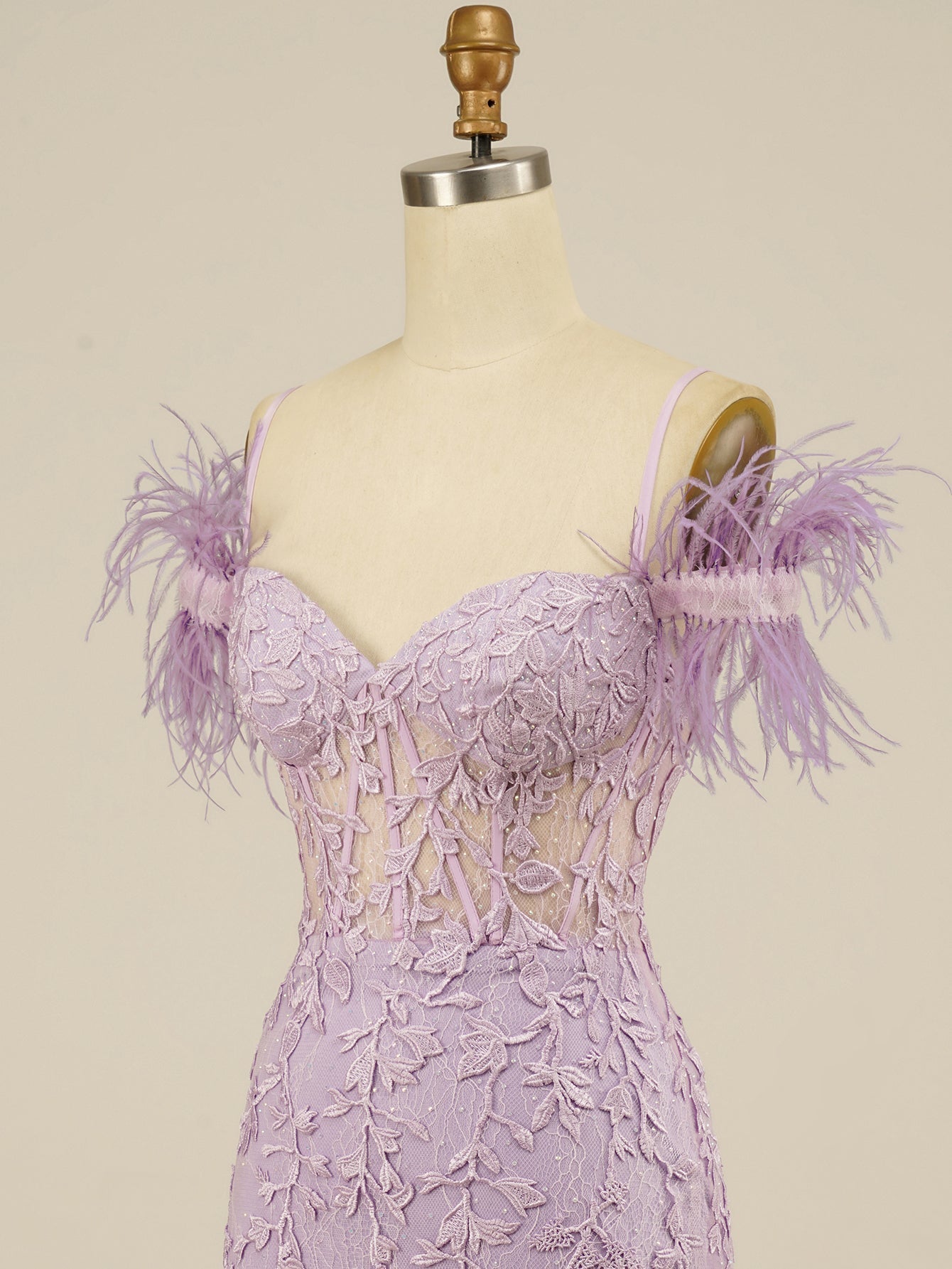 Purple Homecoming Short Dress With Feathers