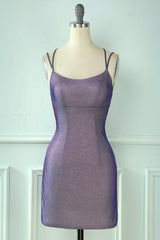 Glitter Tight Purple Homecoming Dress