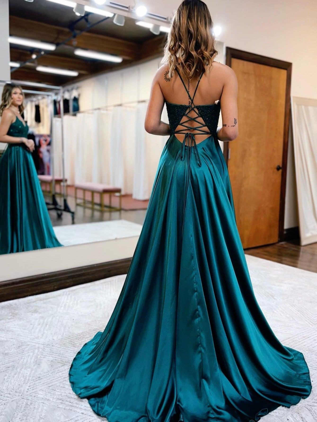 A Line Sparkly Royal Blue Long Prom Dress
