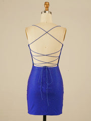Sequins Tight Blue Short Homecoming Party Dress