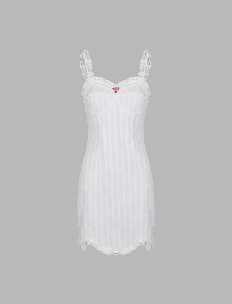 White Lace Split Mini Dress