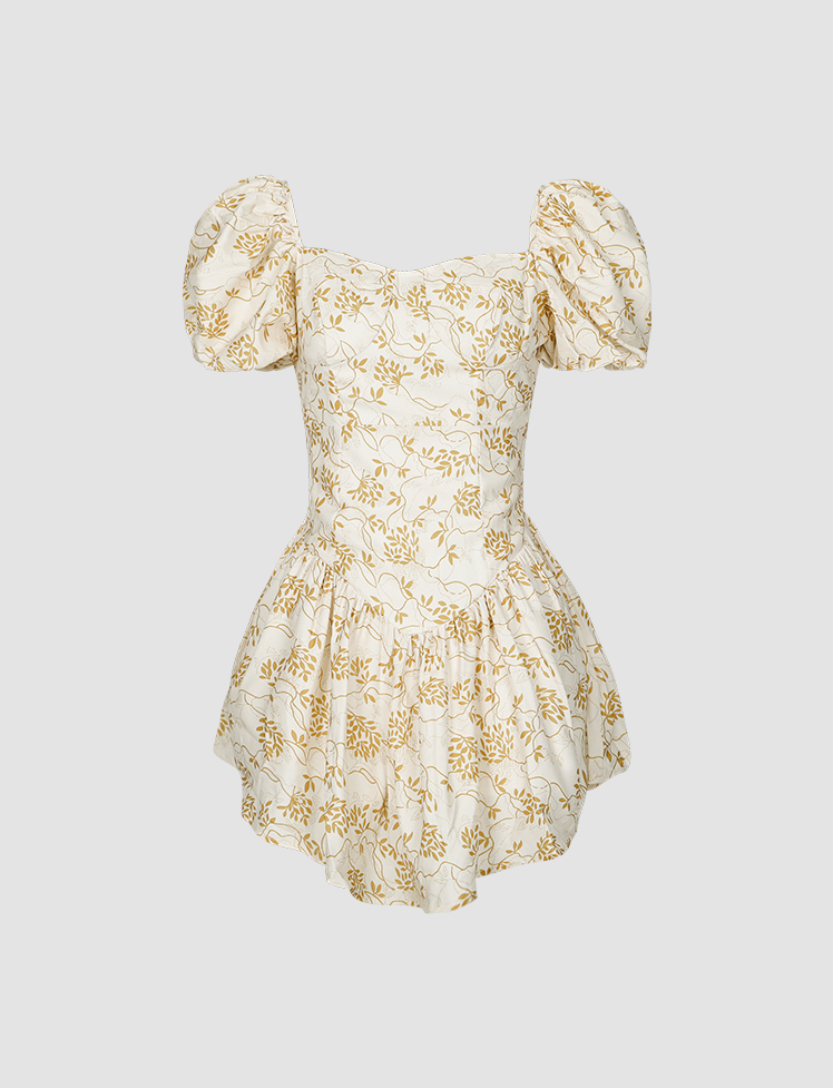 Floral-print Corset Mini Dress