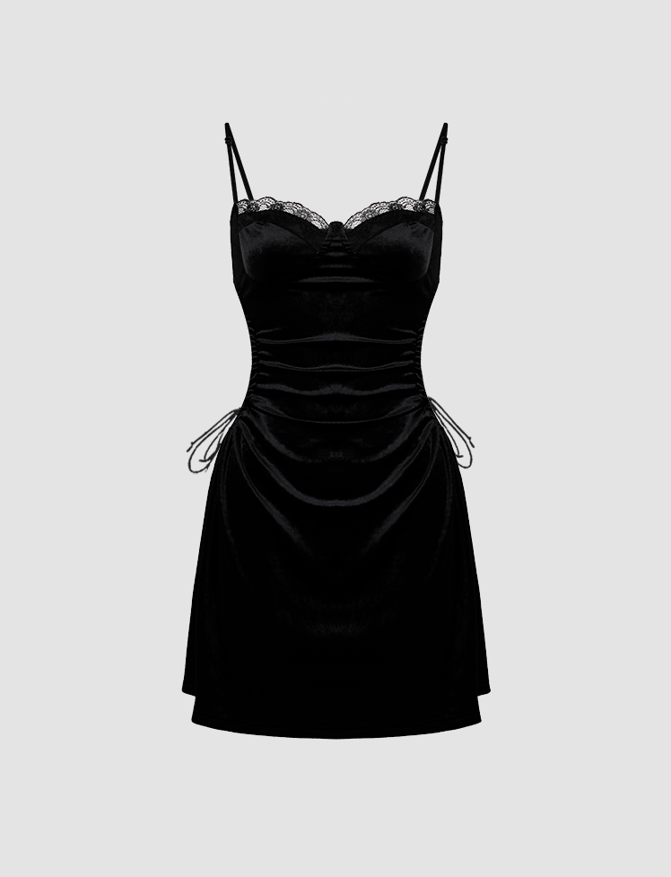 Lace Side Cutout Cami Summer Casual Little Black Dress