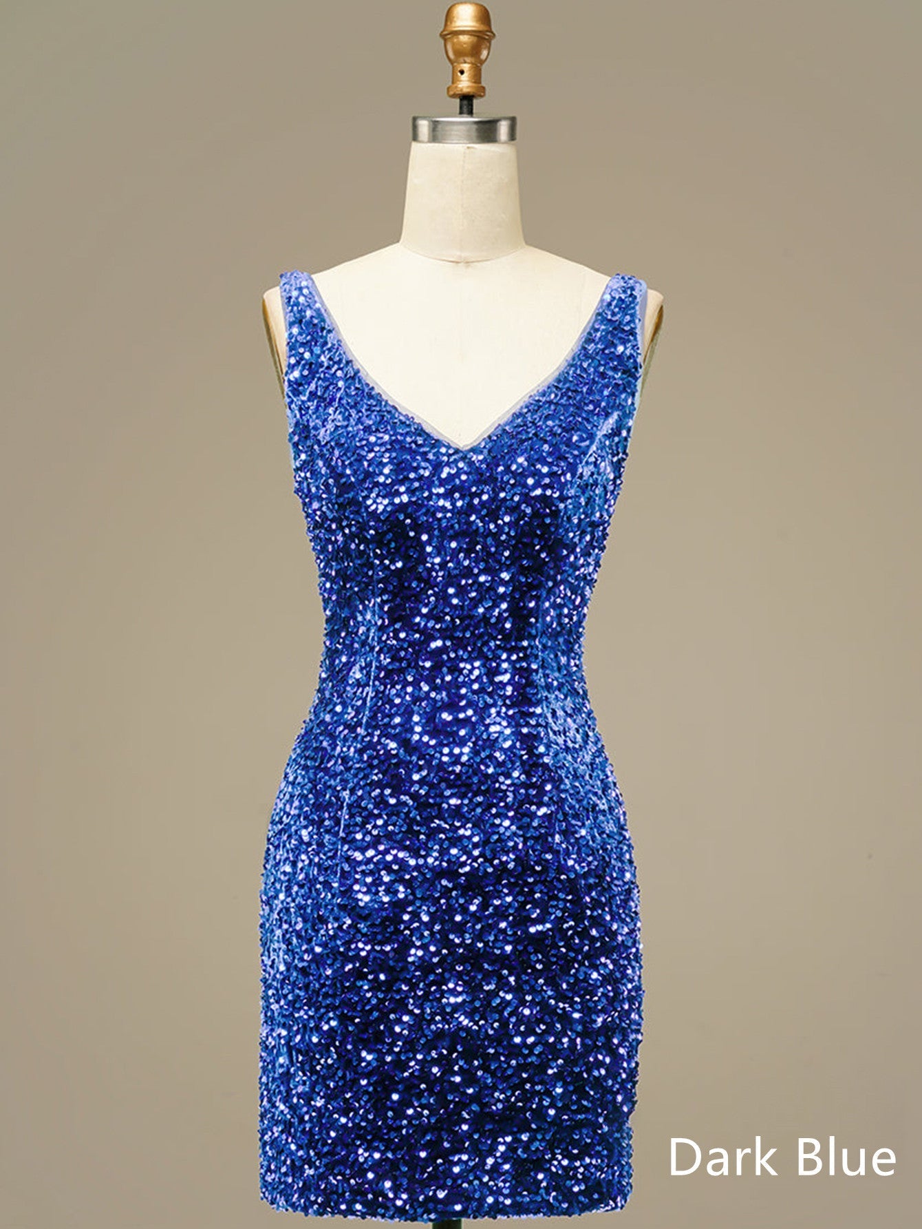 Sequins V Neck Light Blue Tight Beading Homecoming Short Dress