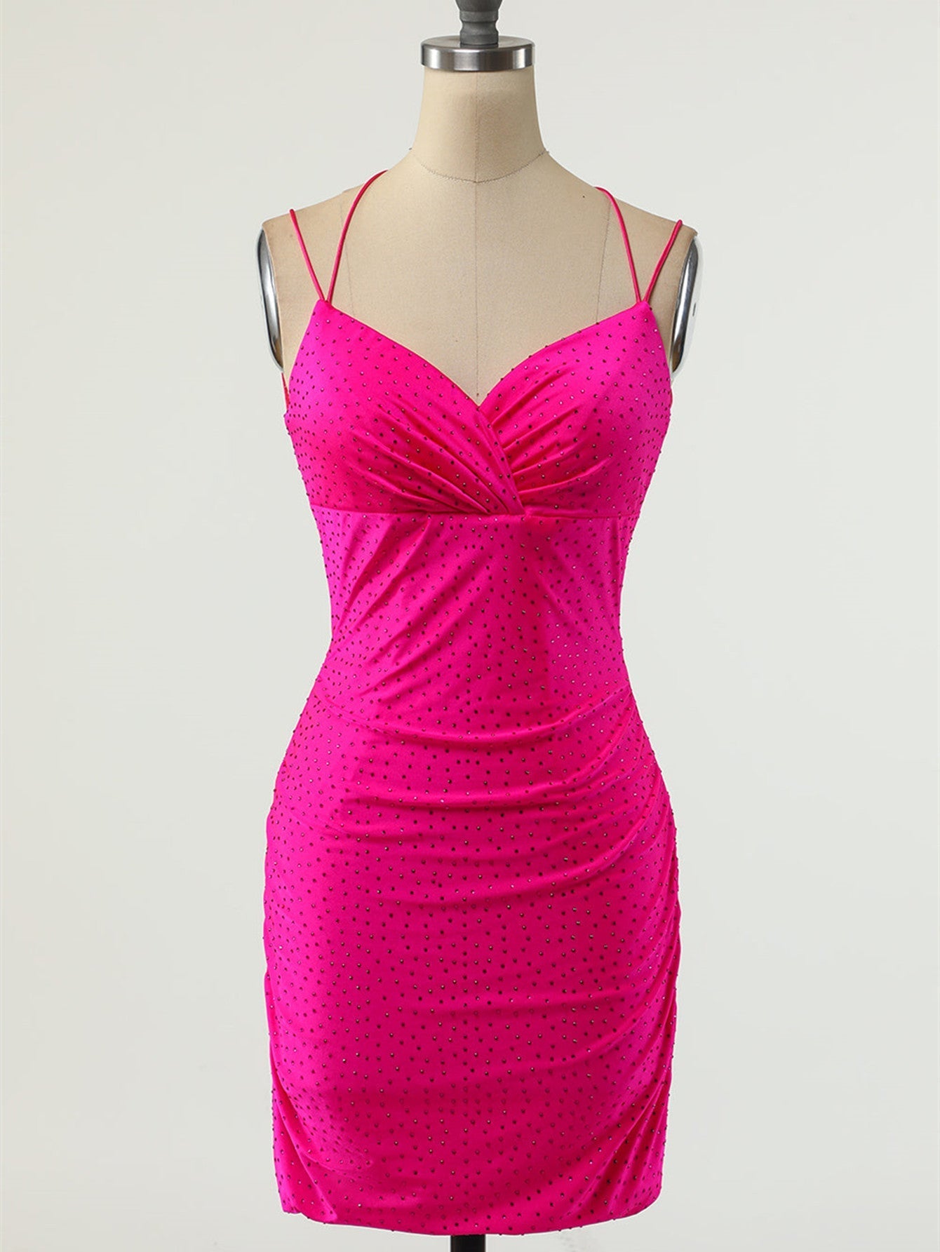 Sleeveless V Neck Pink Bodycon Homecoming Short Dress