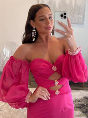 Mermaid Pink Sweetheart Neck Long Prom Dress
