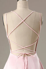 Simple Pink A Line Short Homecoming Dress
