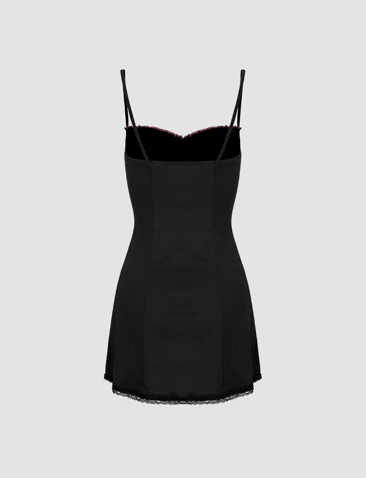 Sexy Lace Patch Summer Little Black Dress For Women