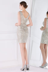 Apricot Sequins Cocktail Dress with Fringes
