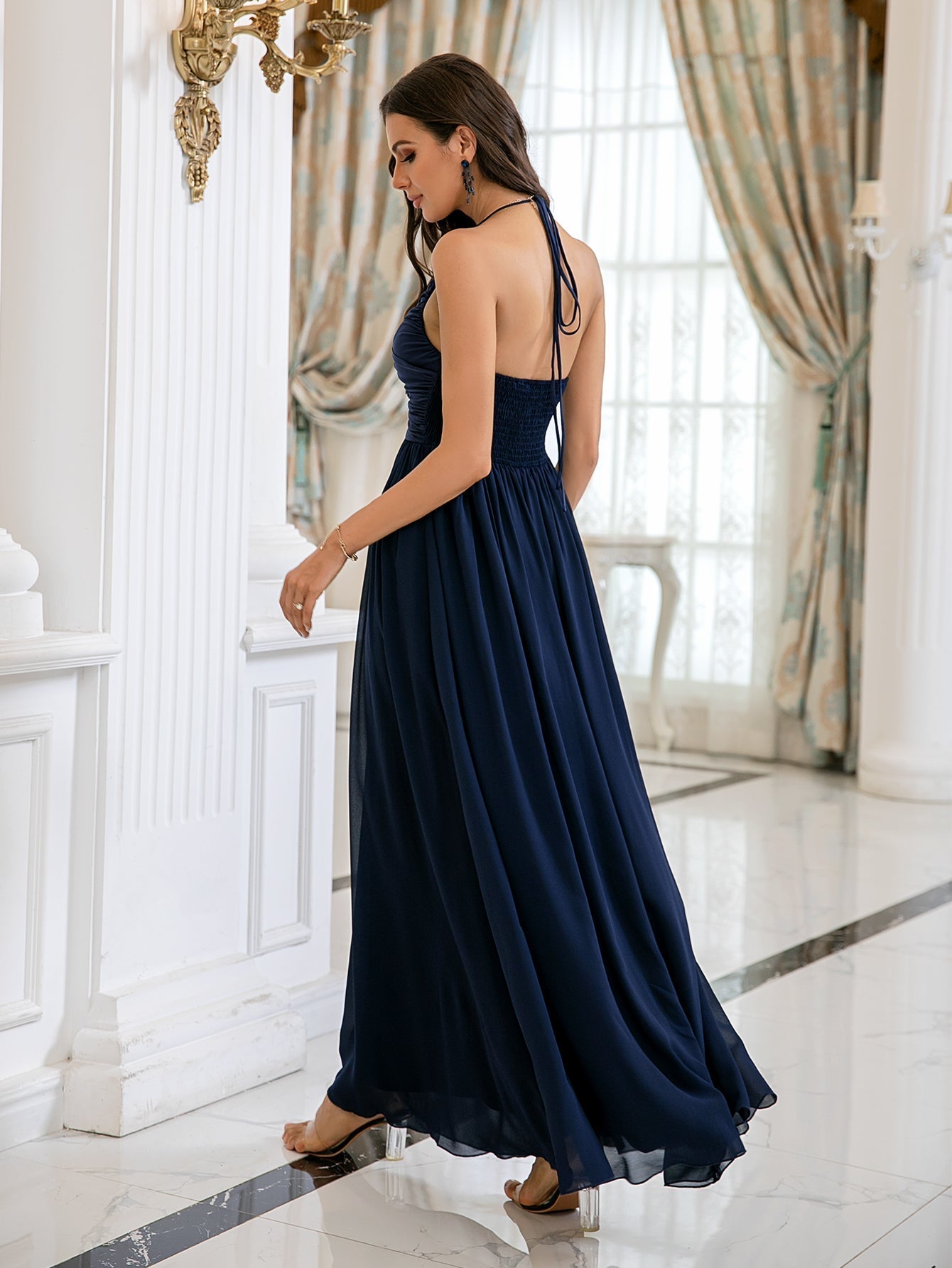 Navy A line Party Dress