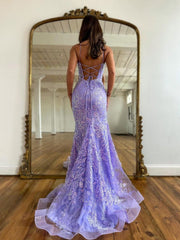 Mermaid Spaghetti Straps Corset Long Prom Dress