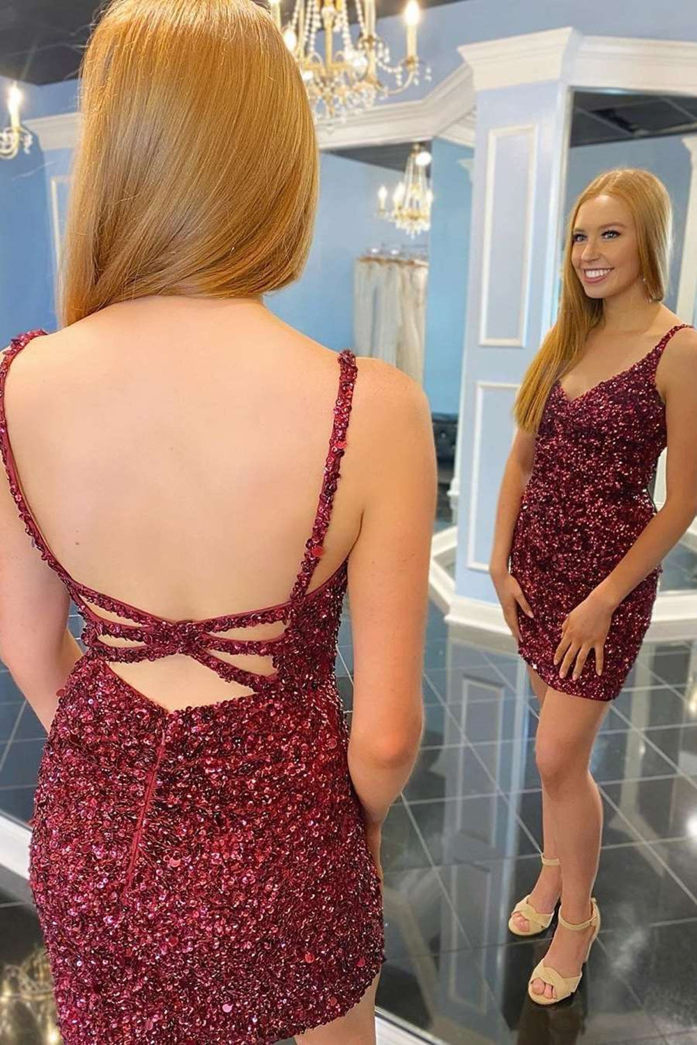 Sequins Bodycon Tight Cocktail Dress