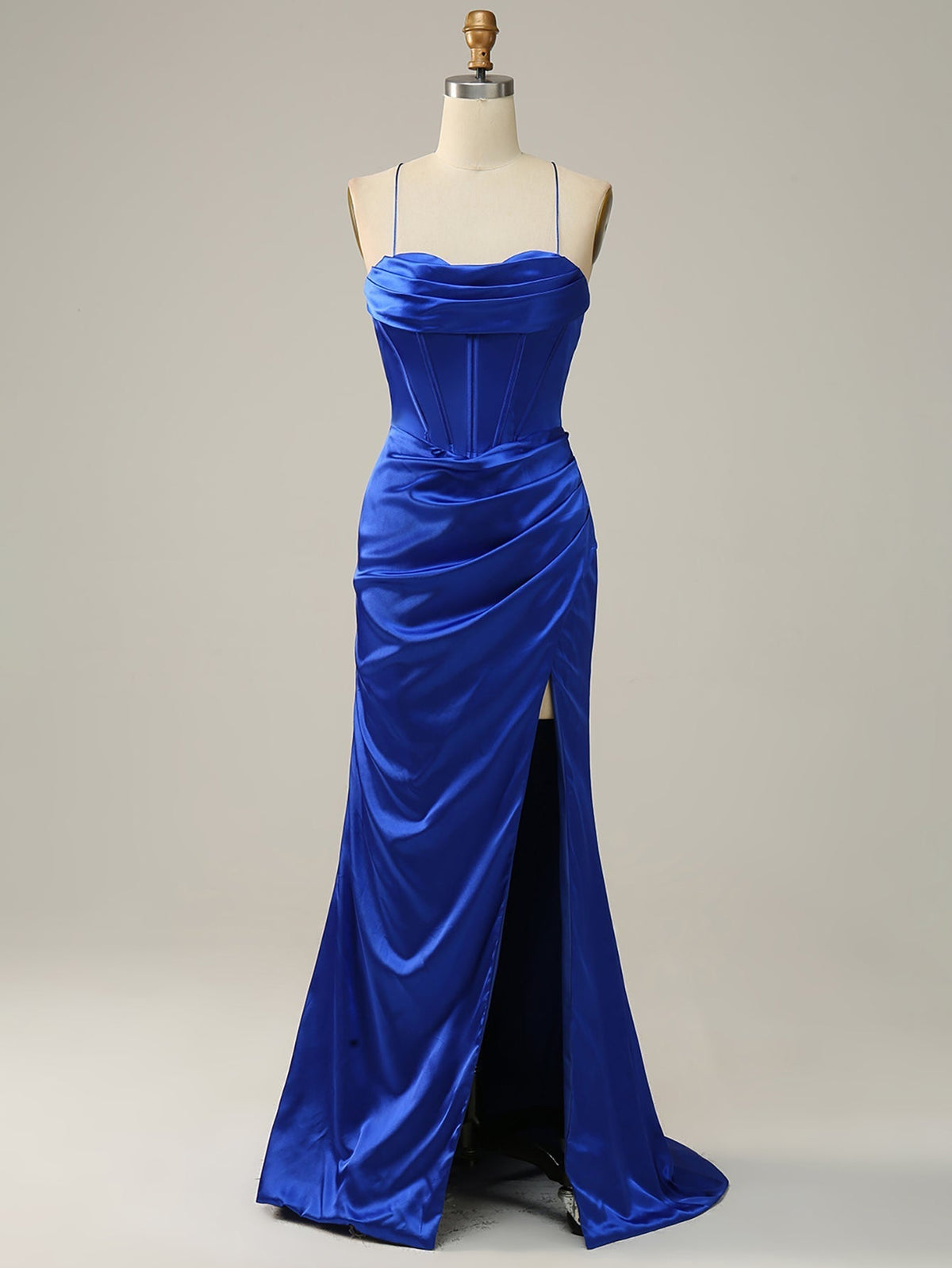 Long Prom Royal Blue Backless Dress with Split