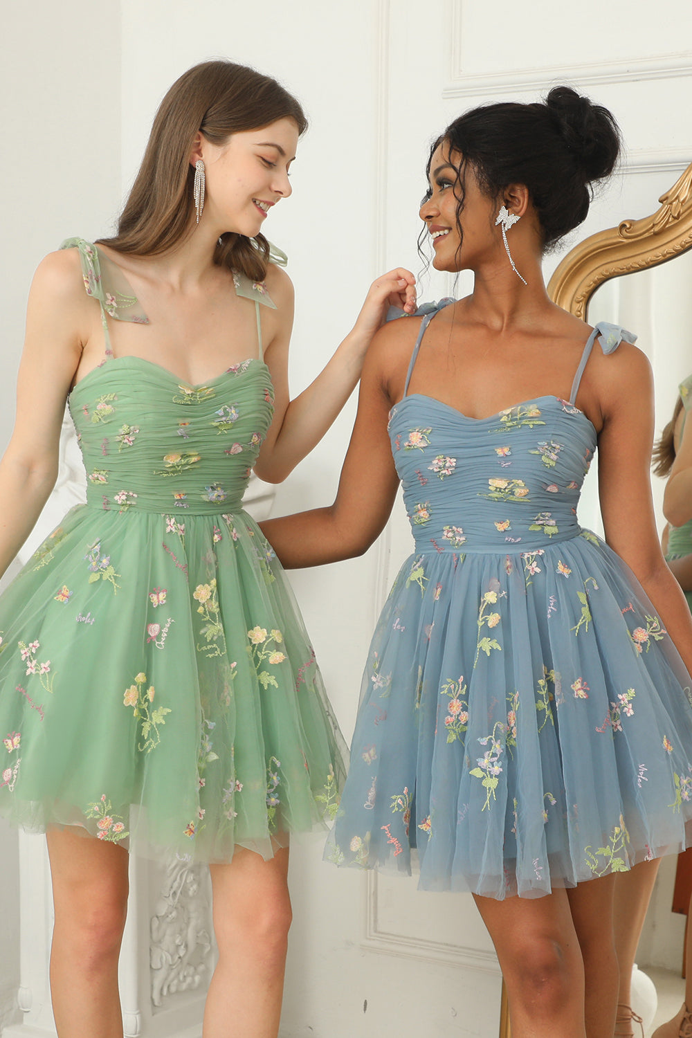 Cute A Line Sweetheart Green Short Homecoming Dress with Embroidery