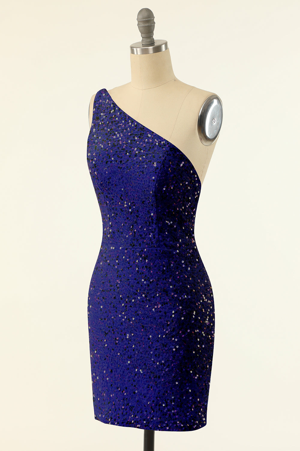Royal Blue One Shoulder Sequins Tight Homecoming