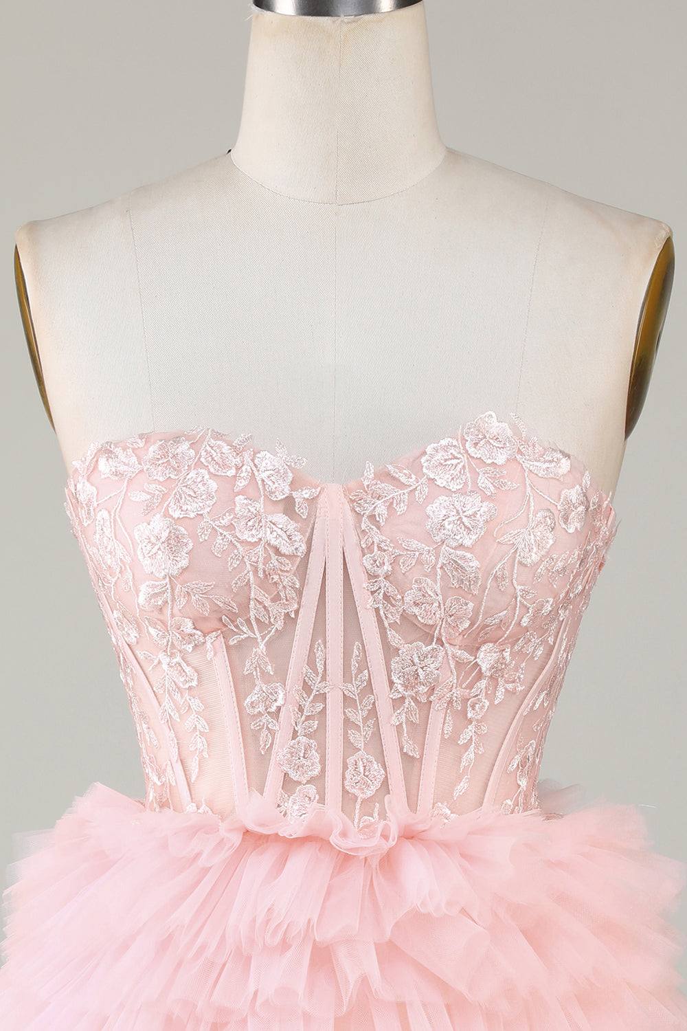 Cute A Line Sweetheart Light Pink Corset Homecoming Dress with Ruffles