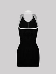 Black Lapel Knit Mini Dress