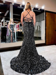 Sparkly Mermaid Black Long Prom Dress
