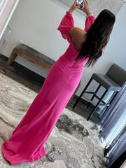 Mermaid Pink Sweetheart Neck Long Prom Dress