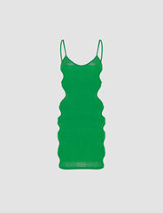 Green Side Cutout Long Sleeve Vest Cami Dress