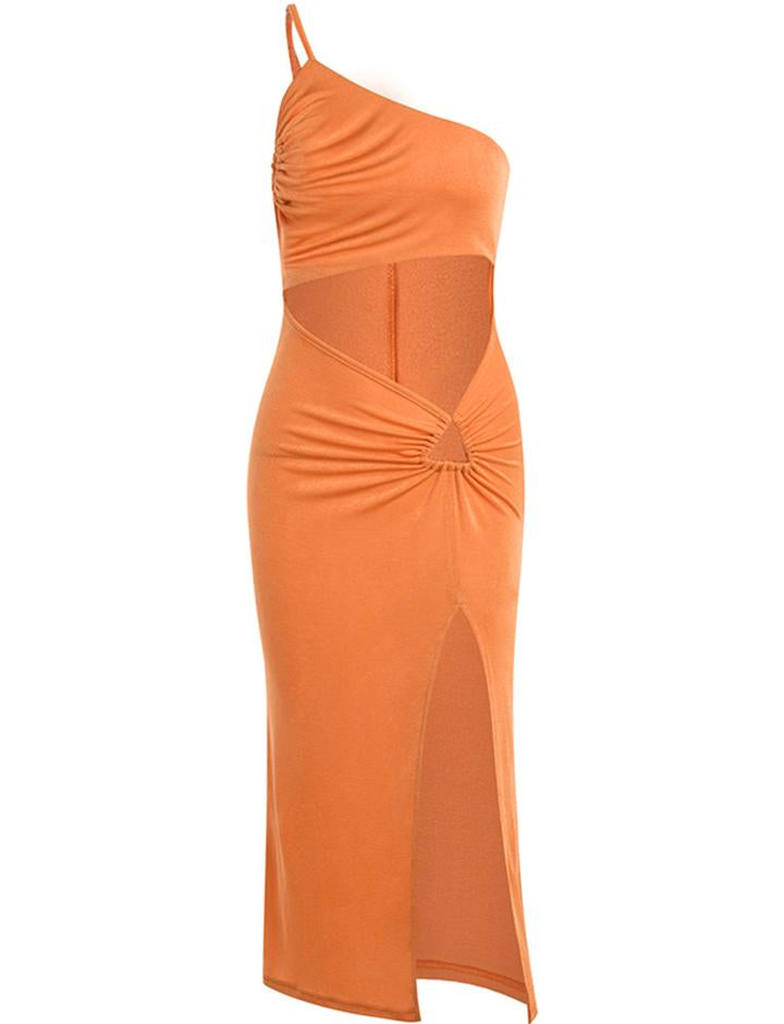 Orange Sexy Slim Dress with Backless Sling