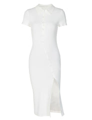 White Sexy Lapel Dress