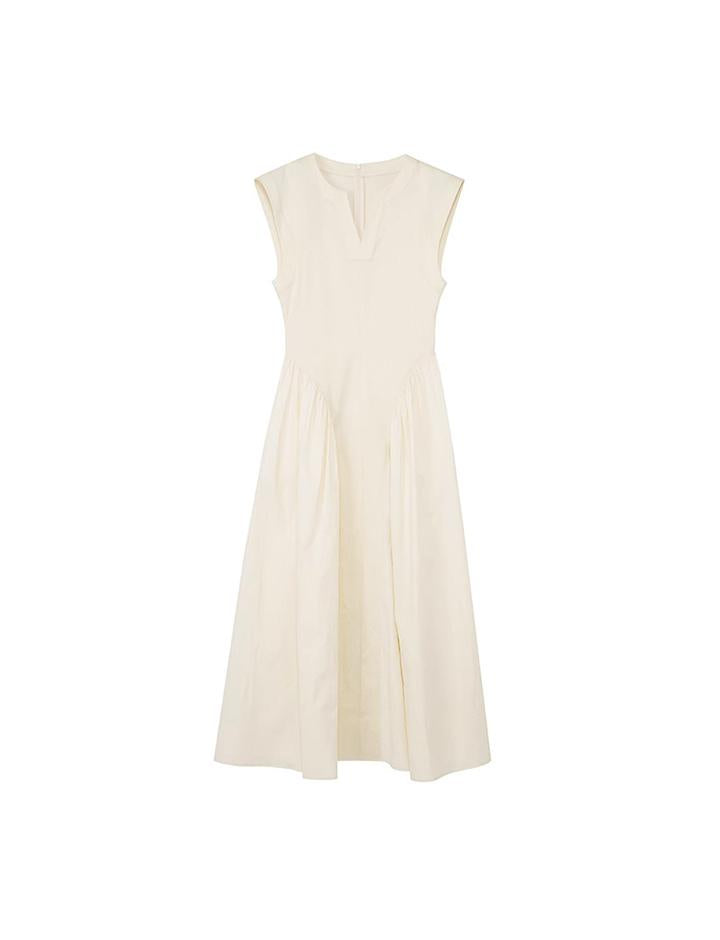 White Summer Sleeveless Waist Dress