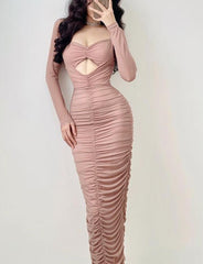 Pure Desire Hollow Pleated Long Skirt Cover Hip Skirt