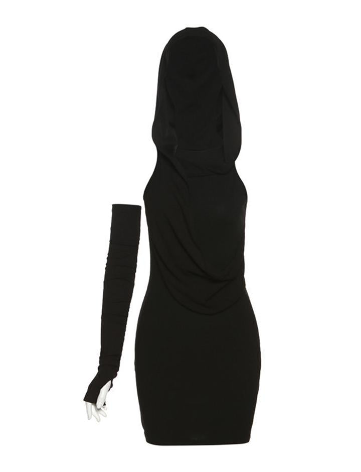 Sexy Sleeve Waist Two-Piece Hooded Skirt