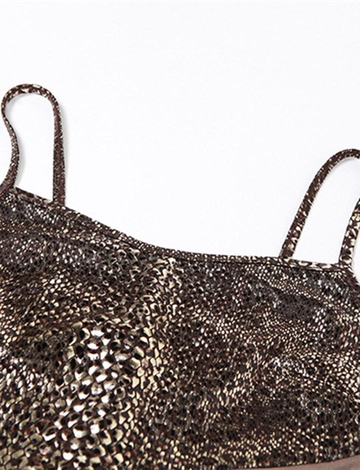 Leopard Stitching Sexy Slim High Waist Sling Dress