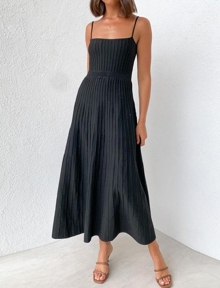 Holiday Strapless Slim High Waisted Strap Pleated Knitted Dress