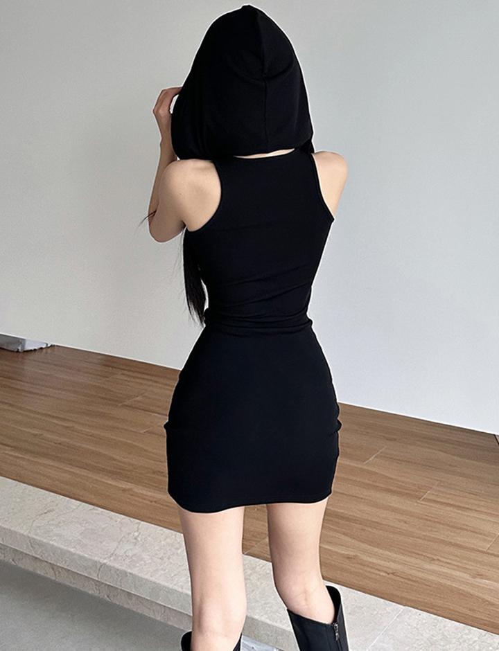 Sexy Sleeve Waist Two-Piece Hooded Skirt