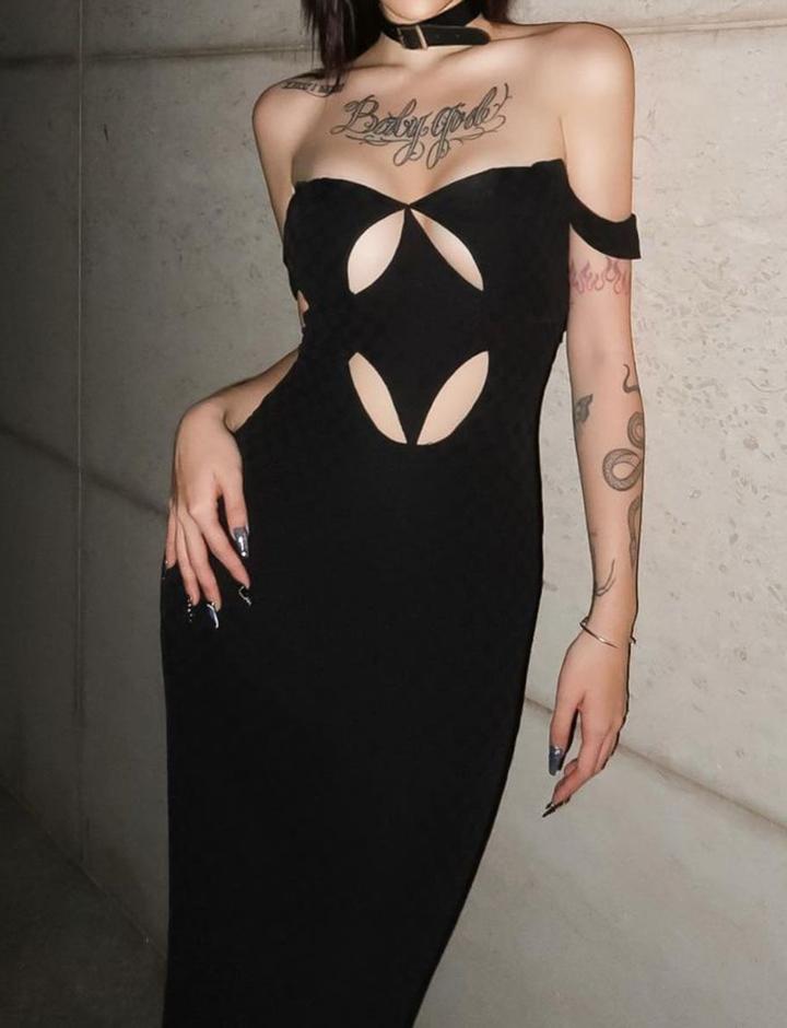 Black Cutout Sexy Bodycon Cami Maxi Prom Dress