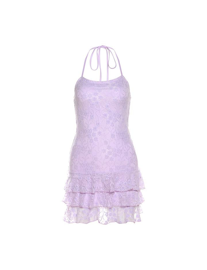 Sexy Lace Halter Neck Backless Summer Dress for Women